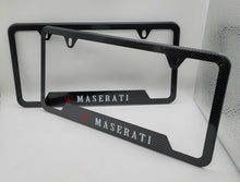 Load image into Gallery viewer, Brand New Universal 2PCS MASERATI Metal Carbon Fiber Style License Plate Frame