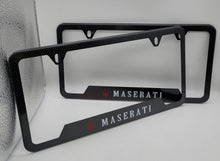 Load image into Gallery viewer, Brand New Universal 2PCS MASERATI Metal Carbon Fiber Style License Plate Frame