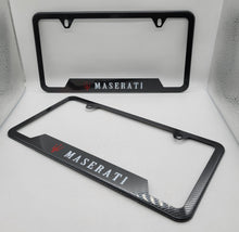 Load image into Gallery viewer, Brand New Universal 2PCS MASERATI Metal Carbon Fiber Style License Plate Frame