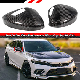 BRAND NEW 2022-2025 HONDA CIVIC REAL CARBON FIBER SIDE MIRROR COVER CAP DIRECT REPLACEMENT W/O LIGHT