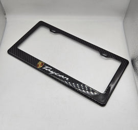 Brand New 1PCS TAYCAN 100% Real Carbon Fiber License Plate Frame Tag Cover Original 3K With Free Caps