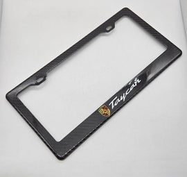 Brand New 1PCS TAYCAN 100% Real Carbon Fiber License Plate Frame Tag Cover Original 3K With Free Caps