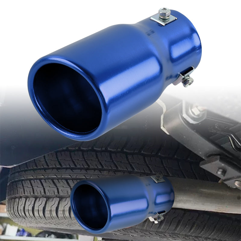 Brand New Universal Blue Single Round Shape Car Exhaust Muffler Tip Straight Pipe 63mm 2.5‘’ Inlet