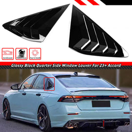 Brand New 2023-2024 Honda Accord JDM Glossy Black Rear Side Window Louver Cover Vent Visor