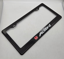 Load image into Gallery viewer, Brand New 1PCS HONDA ACCORD 100% Real Carbon Fiber License Plate Frame Tag Cover Original 3K With Free Caps