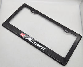 Brand New 1PCS HONDA ACCORD 100% Real Carbon Fiber License Plate Frame Tag Cover Original 3K With Free Caps