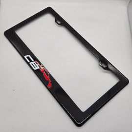Brand New 1PCS C8 CORVETTE 100% Real Carbon Fiber License Plate Frame Tag Cover Original 3K With Free Caps