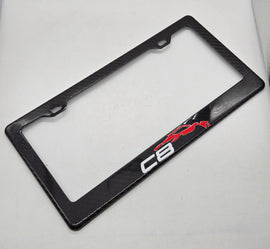 Brand New 1PCS C8 CORVETTE 100% Real Carbon Fiber License Plate Frame Tag Cover Original 3K With Free Caps