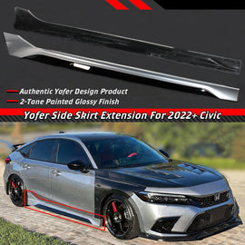 Brand New 2022-2025 Honda Civic Yofer Lunar Silver Black 2 Tone Side Skirt Extension