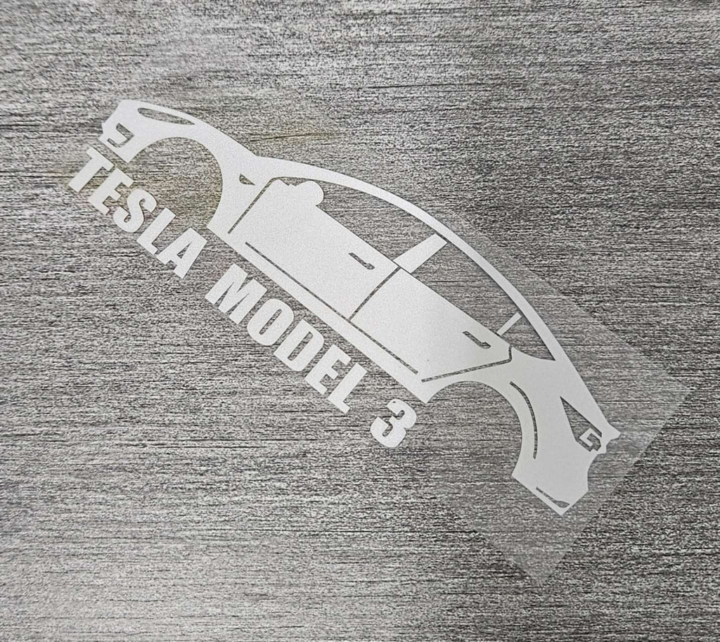 Brand New Tesla Model 3 Car Window Vinyl Decal White Windshield Sticker 2" x4.25