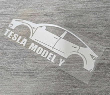 Load image into Gallery viewer, Brand New Tesla Model Y Car Window Vinyl Decal White Windshield Sticker 2&quot; x4.25