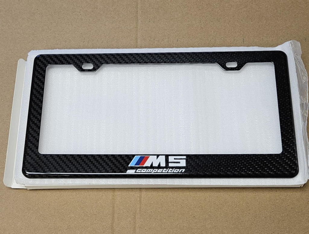 Brand New 1PCS BMW M5 M COMPETITION 100% Real Carbon Fiber License Plate Frame Tag Cover Original 3K With Free Caps