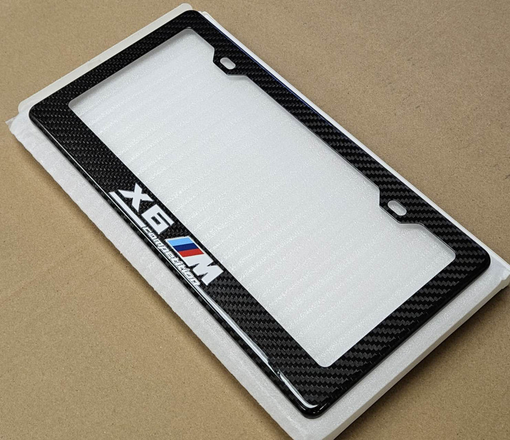 Brand New 1PCS BMW X6 M COMPETITION 100% Real Carbon Fiber License Plate Frame Tag Cover Original 3K With Free Caps