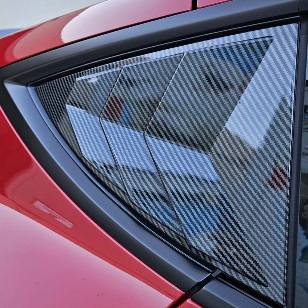 Brand New 2020-2024 Tesla Model Y Carbon Fiber Look Rear Side Window Louver Cover Vent Visor