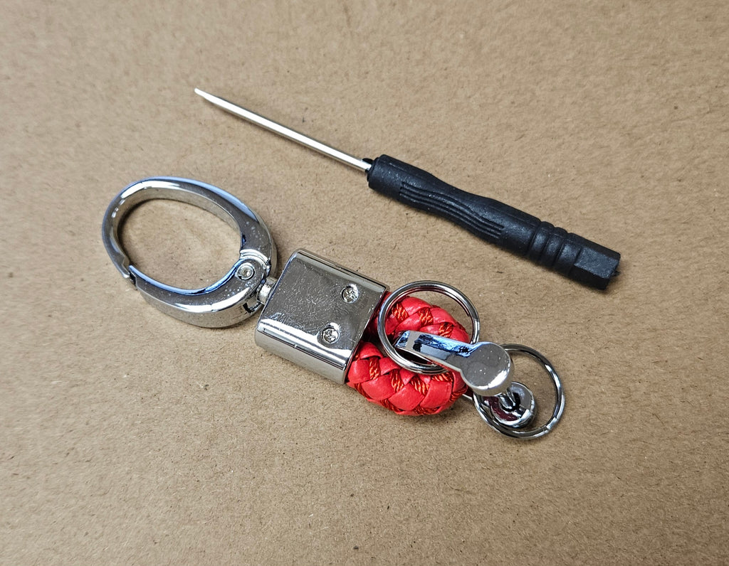 Brand New Chevrolet Small Red BV STYLE CALF Braided Leather Strap Keychain Keyring