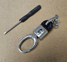 Load image into Gallery viewer, Brand New Infiniti Small Black BV STYLE CALF Braided Leather Strap Keychain Keyring