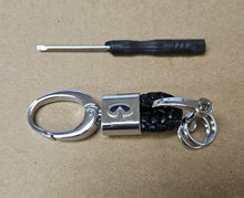 Load image into Gallery viewer, Brand New Infiniti Small Black BV STYLE CALF Braided Leather Strap Keychain Keyring