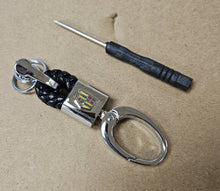 Load image into Gallery viewer, Brand New Cadillac Small Black BV STYLE CALF Braided Leather Strap Keychain Keyring