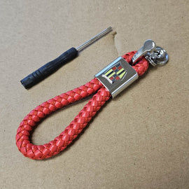 Brand New Cadillac Red BV STYLE CALF Braided Leather Strap Keychain Keyring