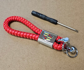 Brand New Cadillac Red BV STYLE CALF Braided Leather Strap Keychain Keyring