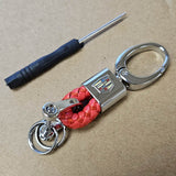 Brand New Cadillac Small Red BV STYLE CALF Braided Leather Strap Keychain Keyring