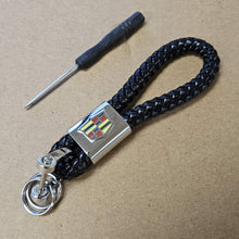 Load image into Gallery viewer, Brand New Cadillac Black BV STYLE CALF Braided Leather Strap Keychain Keyring