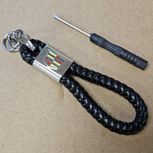 Load image into Gallery viewer, Brand New Cadillac Black BV STYLE CALF Braided Leather Strap Keychain Keyring