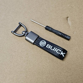 Brand New Buick Black Leather Strap Keychain Keyring