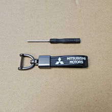 Load image into Gallery viewer, Brand New Mitsubishi Black Leather Strap Keychain Keyring