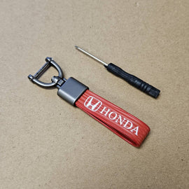 Brand New Honda Red Leather Strap Keychain Keyring