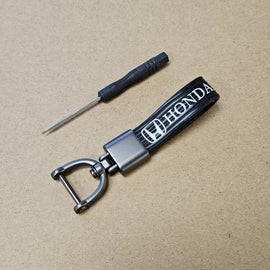 Brand New Honda Black Leather Strap Keychain Keyring