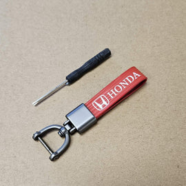 Brand New Honda Red Leather Strap Keychain Keyring