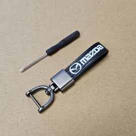 Brand New Mazda Black Leather Strap Keychain Keyring