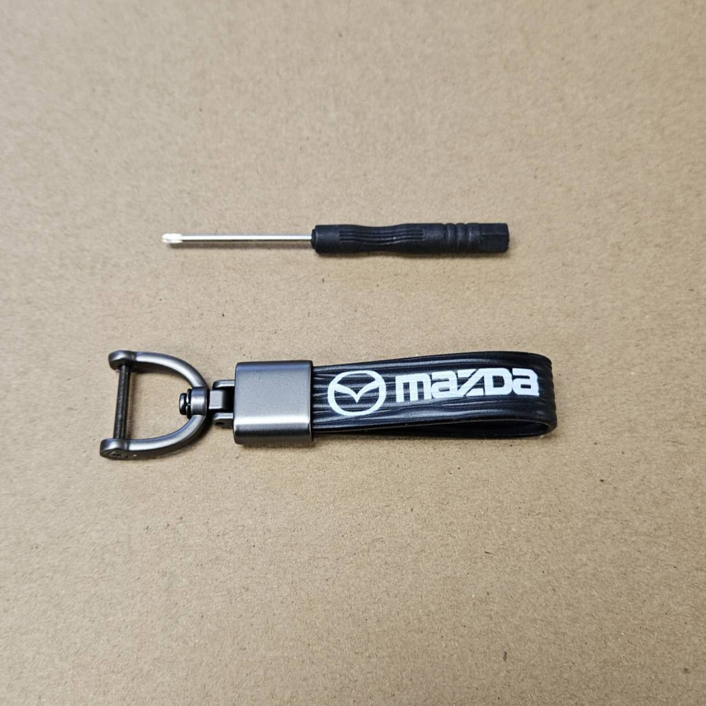 Brand New Mazda Black Leather Strap Keychain Keyring