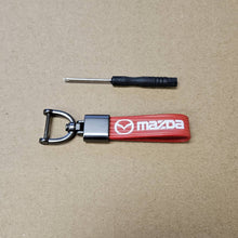Load image into Gallery viewer, Brand New Mazda Red Leather Strap Keychain Keyring