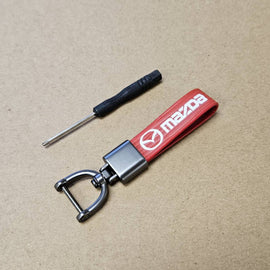 Brand New Mazda Red Leather Strap Keychain Keyring