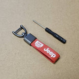 Brand New Jeep Red Leather Strap Keychain Keyring