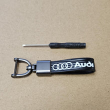 Load image into Gallery viewer, Brand New Audi Black Leather Strap Keychain Keyring