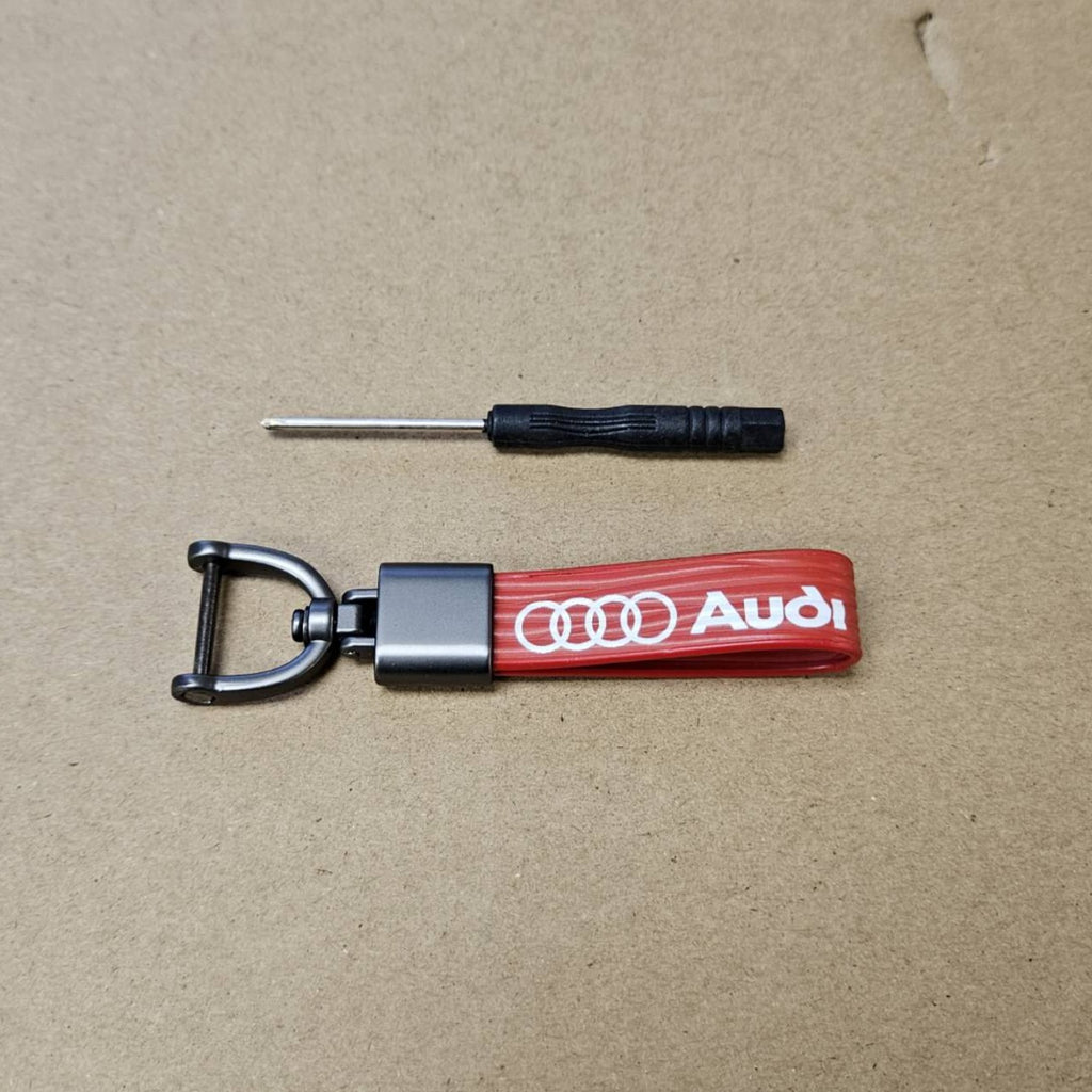 Brand New Audi Red Leather Strap Keychain Keyring