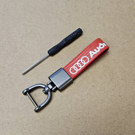 Brand New Audi Red Leather Strap Keychain Keyring