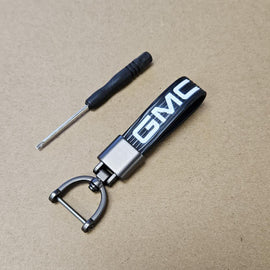 Brand New GMC Black Leather Strap Keychain Keyring