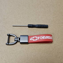 Load image into Gallery viewer, Brand New Chevrolet Red Leather Strap Keychain Keyring