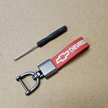 Load image into Gallery viewer, Brand New Chevrolet Red Leather Strap Keychain Keyring