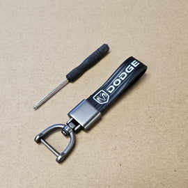 Brand New Dodge Black Leather Strap Keychain Keyring