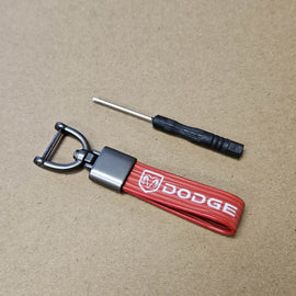 Brand New Dodge Red Leather Strap Keychain Keyring