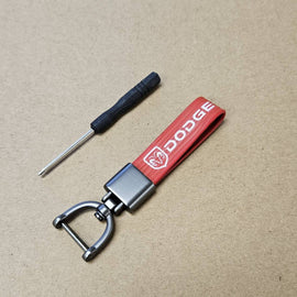 Brand New Dodge Red Leather Strap Keychain Keyring