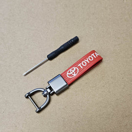 Brand New Toyota Red Leather Strap Keychain Keyring