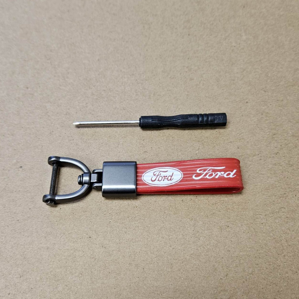 Brand New Ford Red Leather Strap Keychain Keyring