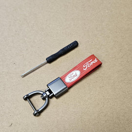 Brand New Ford Red Leather Strap Keychain Keyring