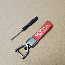 Brand New Jaguar Red Leather Strap Keychain Keyring